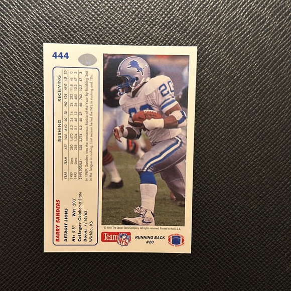Barry Sanders Upper Deck Football Card - Picture 2 of 2